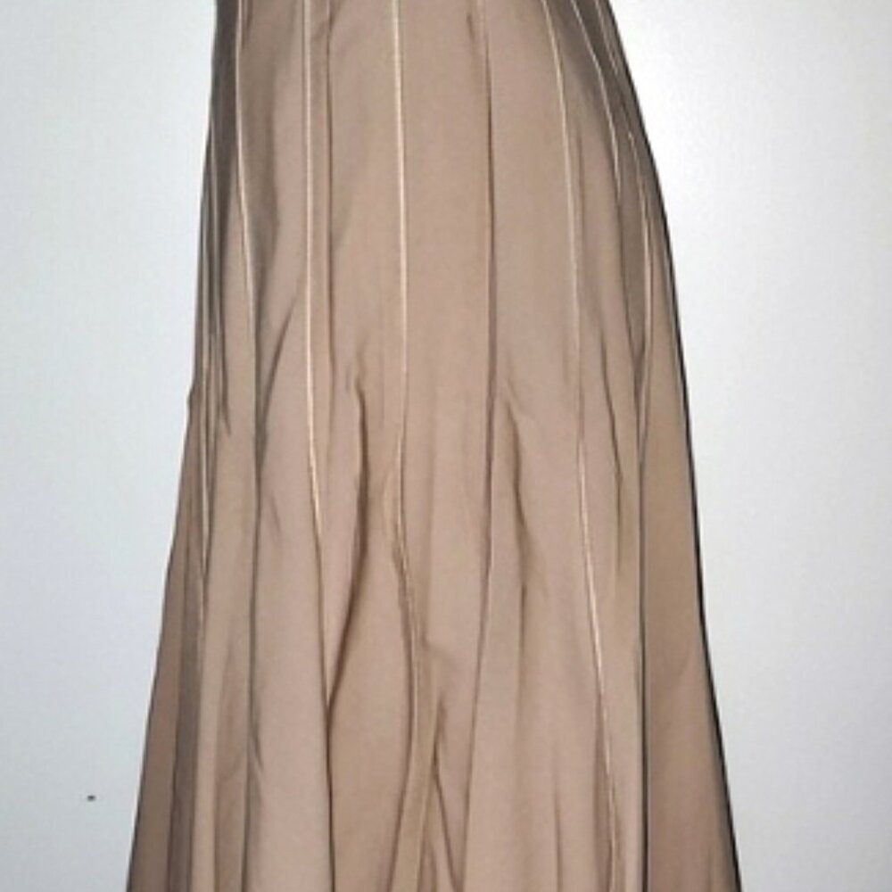 Lena Gabrielle NY pleated skirt knife-pleat khaki, beige,  A-line swing boho - Picture 5 of 9